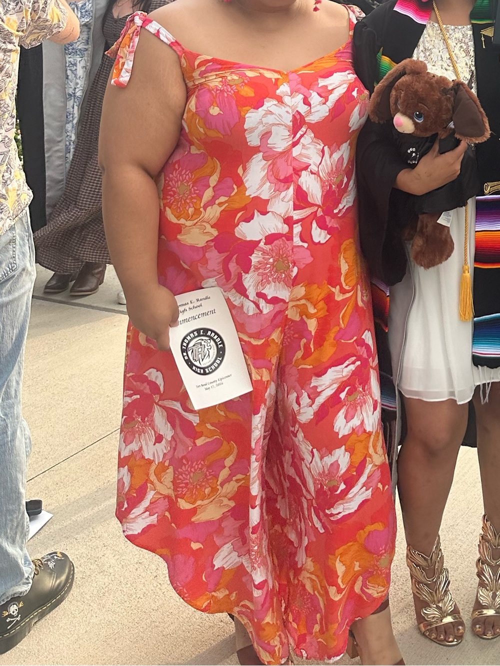Vince Camuto Pink Orange Floral Jumpsuit